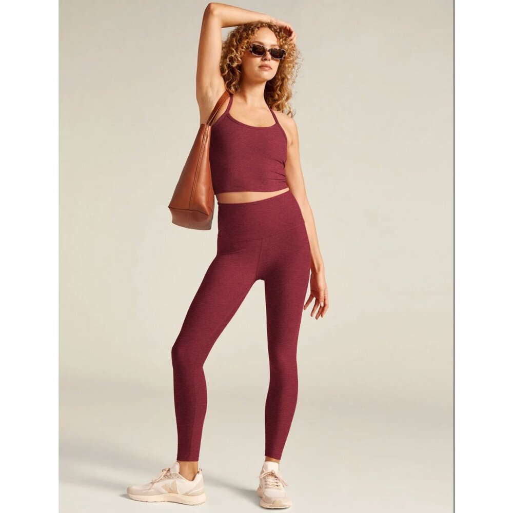 BEYOND YOGA Spacedye Essential Legging L Full Length Bordeaux Red Soft